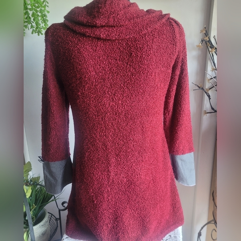 Feelings Red Ruffle Button Front Knit Sweater Cardigan Size S - Picture 7 of 8